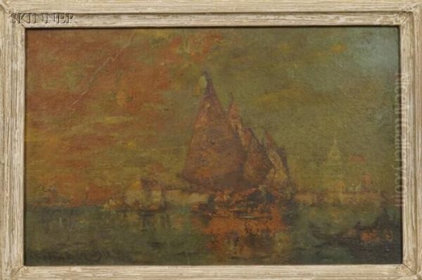 Fishermen Leaving Venice Oil Painting by Walter Franklin Lansil