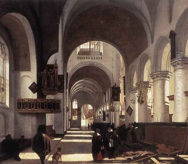 Interior of a Church 1668 Oil Painting by Emanuel de Witte