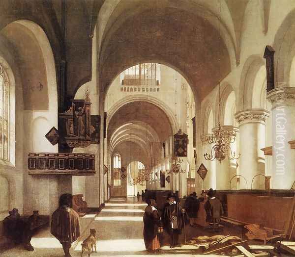 Interior of a Church Oil Painting by Emanuel de Witte