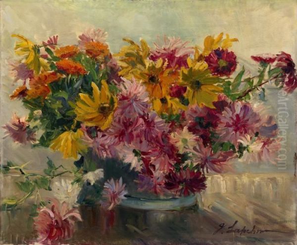 Bouquet Of Flowers Oil Painting by Georges Lapchine