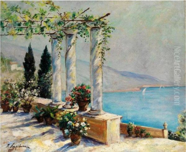 Sudliche Kustenlandschaft Oil Painting by Georgi Alexandrovich Lapchine