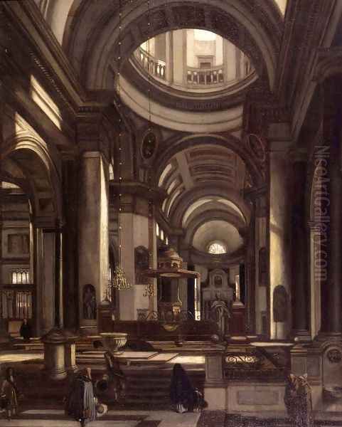 Interior of a Church (1) Oil Painting by Emanuel de Witte