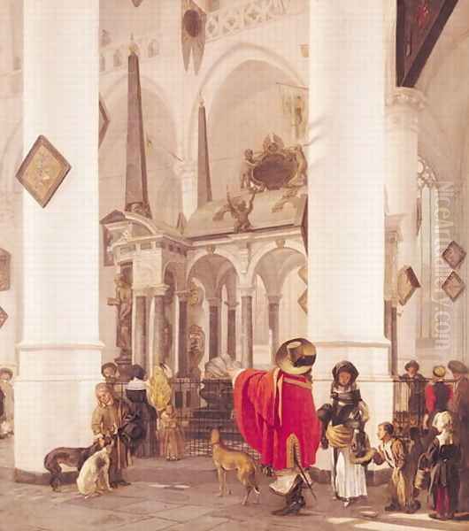 Interior of the Nieuwe Kerk, Delft, 1656 Oil Painting by Emanuel de Witte