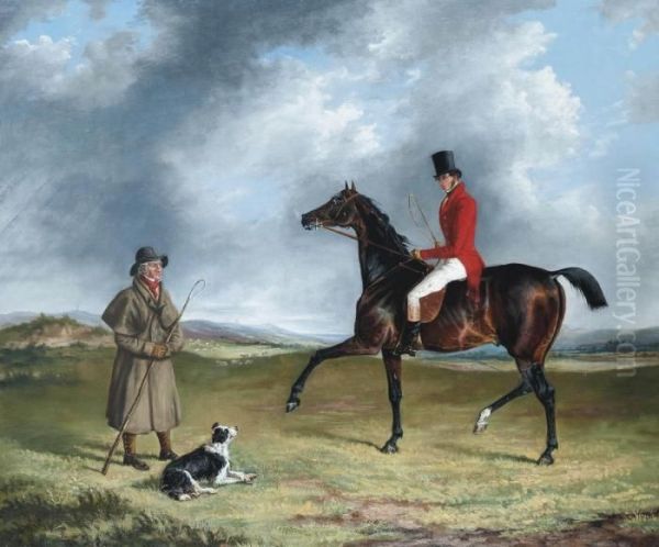 A Sportsman Thrown Out, Enquiring Of A Shepherd Oil Painting by George Henry Laporte