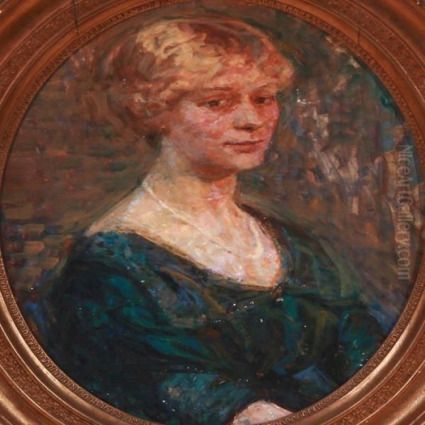 Portrait Of A Woman Oil Painting by Hugo Valdemar Larsen