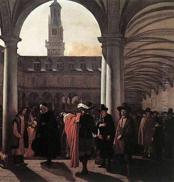 The Courtyard of the Old Exchange in Amsterdam 1653 Oil Painting by Emanuel de Witte