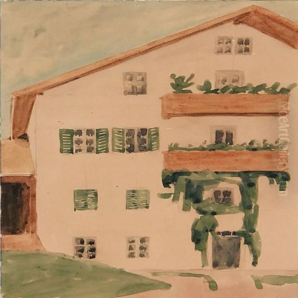 Hus I Umhausen Oil Painting by Niels Larsen Stevns