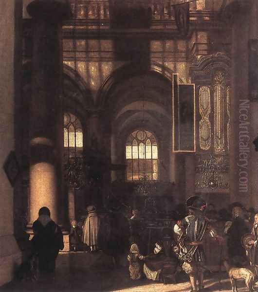 Interior of a Church 1674 Oil Painting by Emanuel de Witte