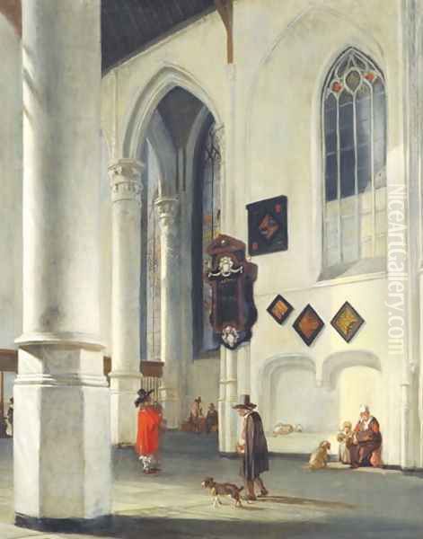 Interior of the Old Church at Delft, 1653-55 Oil Painting by Emanuel de Witte