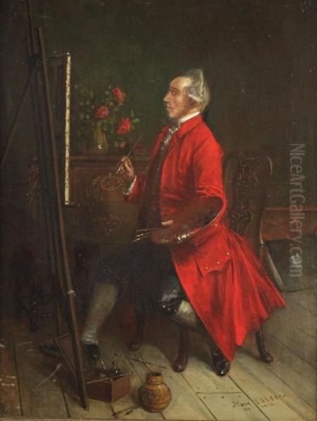 Portrait Of A Gentleman Artist Oil Painting by Hans August Lassen