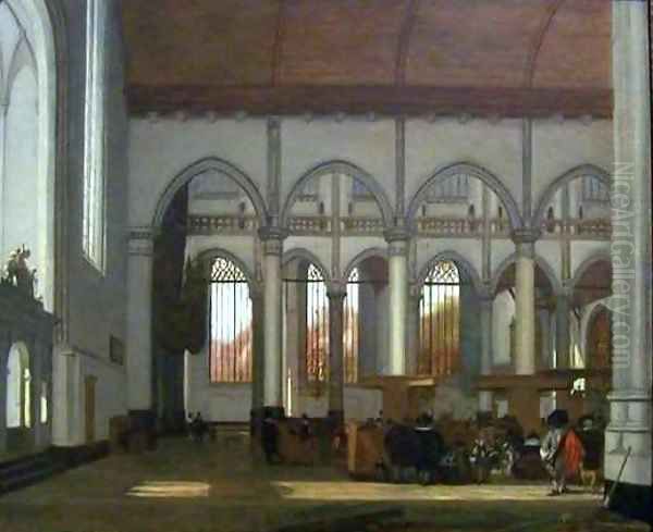 Interior of the Oude Kerk Oil Painting by Emanuel de Witte