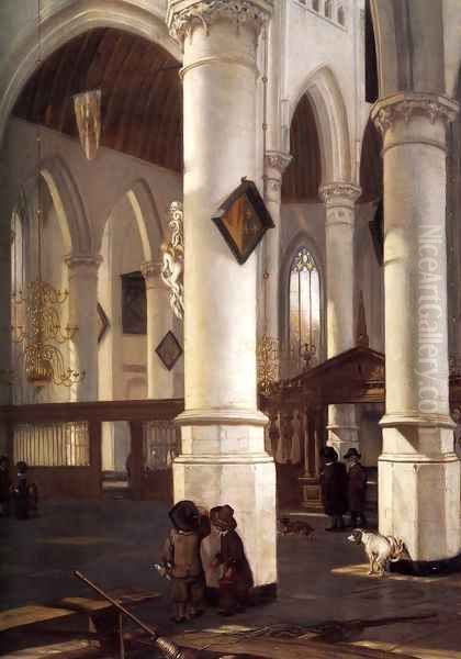 Interior of the Oude Kerk, Delft 1650-52 Oil Painting by Emanuel de Witte