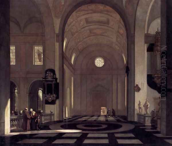 Interior of a Baroque Church Oil Painting by Emanuel de Witte