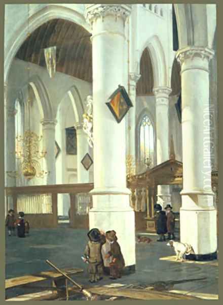 Interior of the Old Church in Delft 1650 Oil Painting by Emanuel de Witte