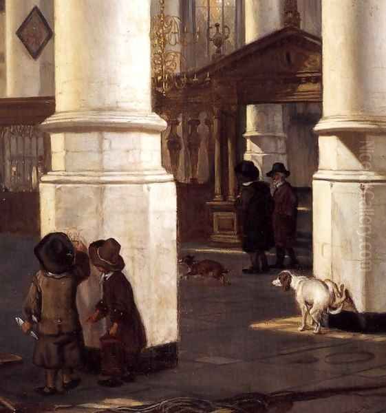 Interior of the Oude Kerk, Delft (detail) Oil Painting by Emanuel de Witte