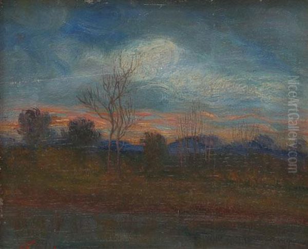 Paesaggio Al Tramonto Oil Painting by Nicola Laurenti