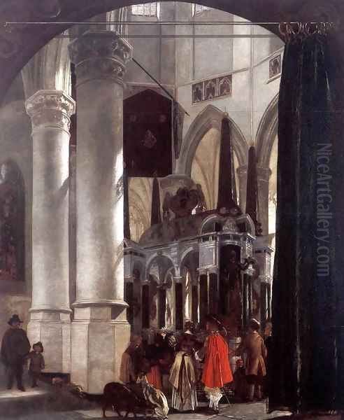 The Nieuwe Kerk in Delft with the Tomb of William the Silent Oil Painting by Emanuel de Witte