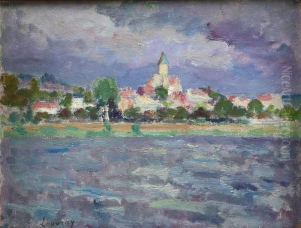 La Seine A Vetheuil Oil Painting by Louis Alphonse Abel Lauvray