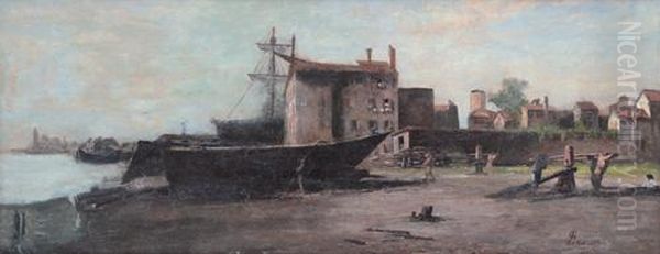 Squero Veneziano Oil Painting by Giovanni Lavezzari