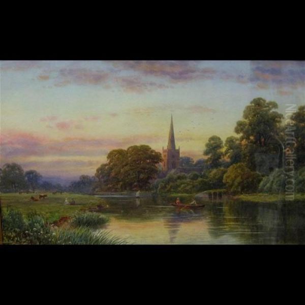 Stratford On Avon Oil Painting by Harold Lawes