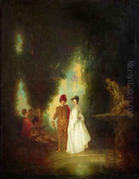 The Fountain, 1720-99 Oil Painting by Watteau, Jean Antoine