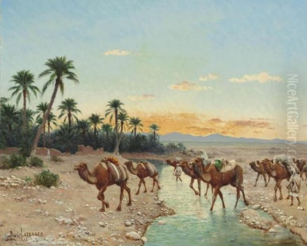 The Caravan Oil Painting by Jean Baptiste Paul Lazerges