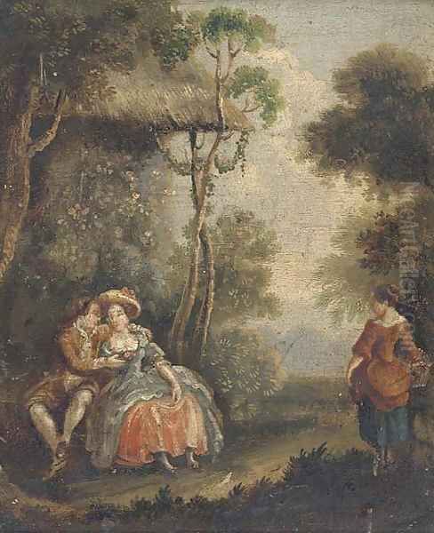 An amorous couple in a landscape Oil Painting by Watteau, Jean Antoine