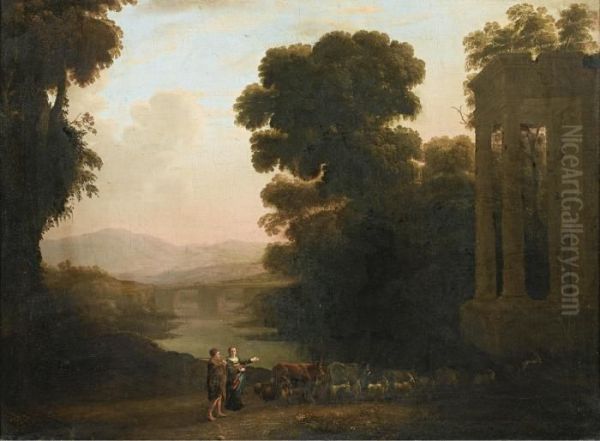 Italianate Landscape Oil Painting by Claude Lorrain (Gellee)