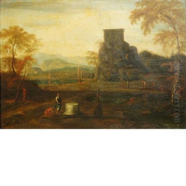 Landscape With Figures Among Ruins Oil Painting by Claude Lorrain (Gellee)