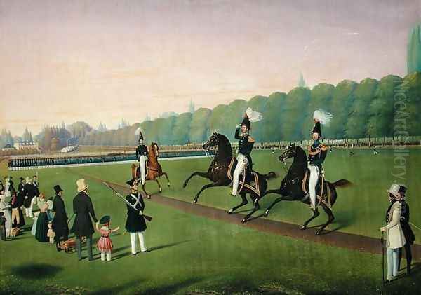 Parade of the Hamburg Burgermilitars, 1840 Oil Painting by Valentin Wassner