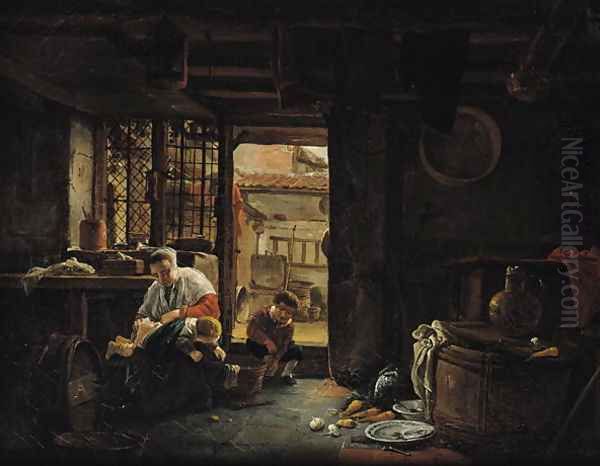 Rustic Interior Oil Painting by Thomas Wyck