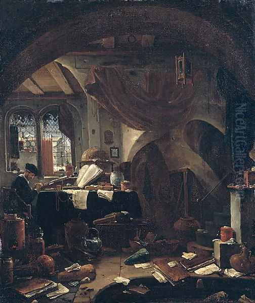 An Alchemists Laboratory Oil Painting by Thomas Wyck