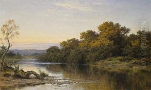 An Autumn Evening On The Lledr, North Wales Oil Painting by Benjamin Williams Leader