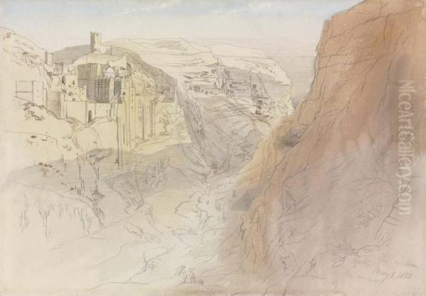 The Monastery Of St Sabbas The Sanctified Oil Painting by Edward Lear