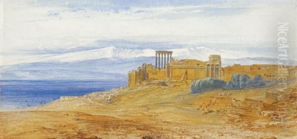 Baalbek, Lebanon Oil Painting by Edward Lear