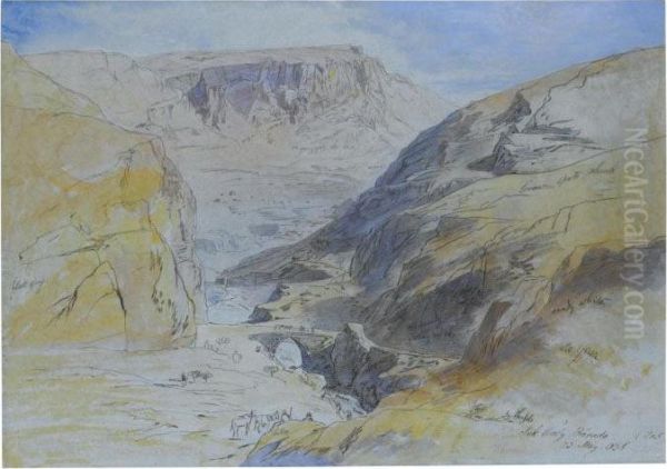 The Gorge At Suk Wady Barada, Lebanon Oil Painting by Edward Lear