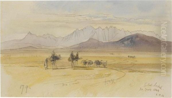 Gebel Serbal, Egypt Oil Painting by Edward Lear