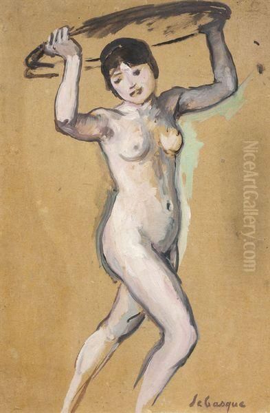 Femme Nue Portant Un Plateau Sur La Tete Oil Painting by Henri Lebasque