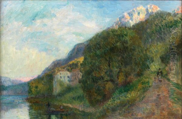 Les Bords Du Lac De Geneve, A Saint Gingolph Oil Painting by Albert Lebourg