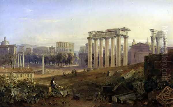 Across the Forum, Rome, 1828 Oil Painting by Hugh William Williams