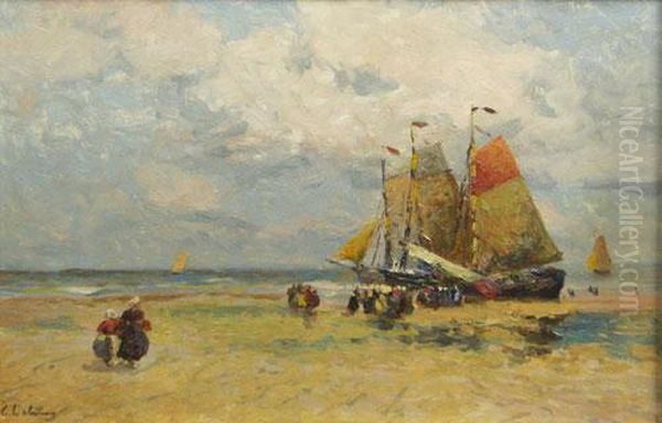 Veliere Pe Coasta Bretaniei Oil Painting by Albert Lebourg