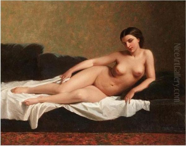 Reclining Nude Oil Painting by Emile Carolus Leclercq