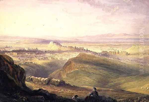 Edinburgh from Arthurs Seat Oil Painting by Hugh William Williams