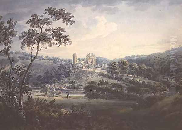 Rosslyn Castle, Midlothian Oil Painting by Hugh William Williams