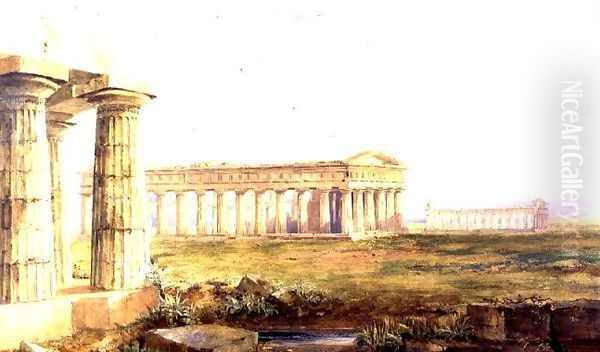 The Temples at Paestum, 1829 Oil Painting by Hugh William Williams