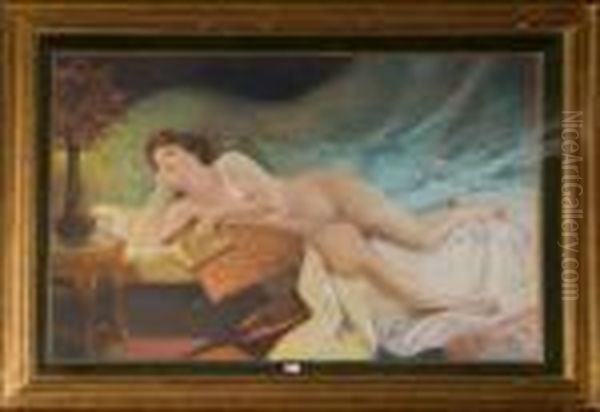 Femme Nue Allongee Oil Painting by Jules Joseph Lefebvre