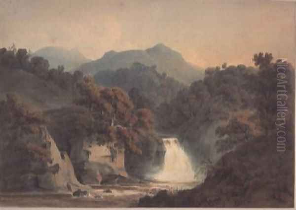 View of the Bran, near Dunkeld Oil Painting by Hugh William Williams