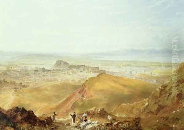 View of Edinburgh from Arthurs Seat Oil Painting by Hugh William Williams