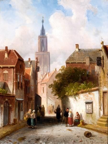 Stadsgezicht Bij Dag Oil Painting by Charles Henri Leickert