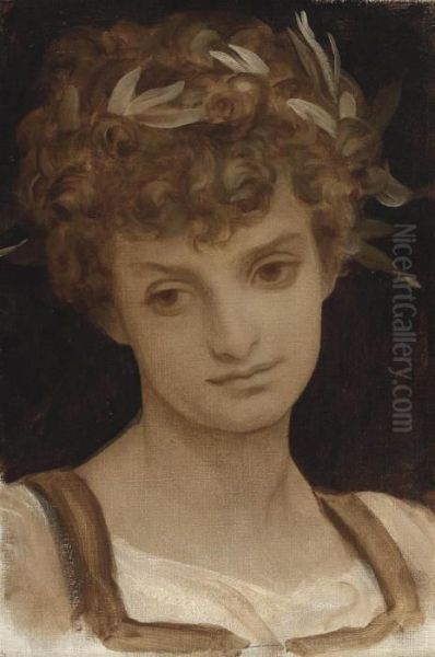 Study Of A Girl's Head Oil Painting by Frederick Leighton